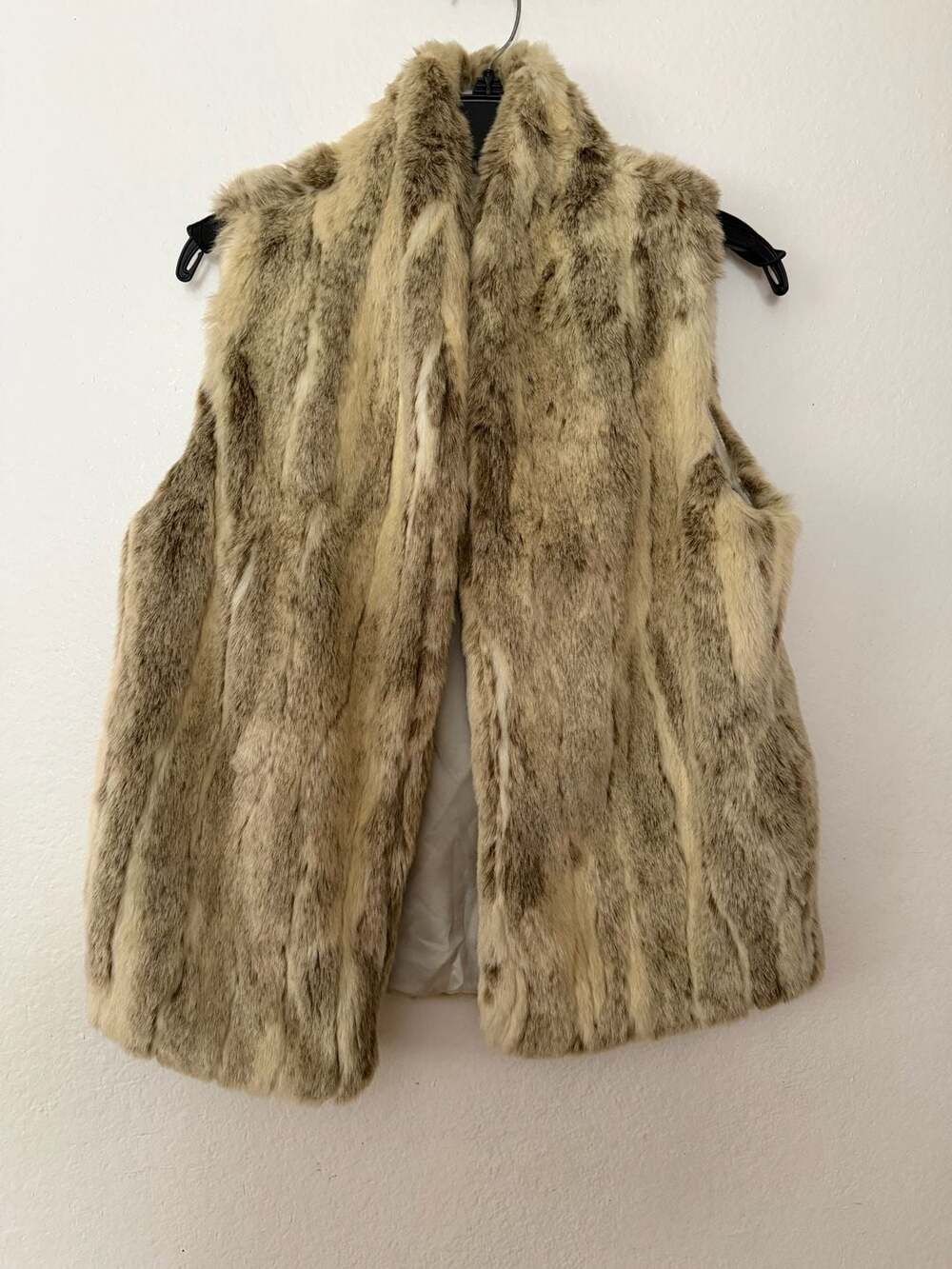 BCBGeneration Women's Tan Combo Sleeveless Faux Fur Vest Jacket Size XS